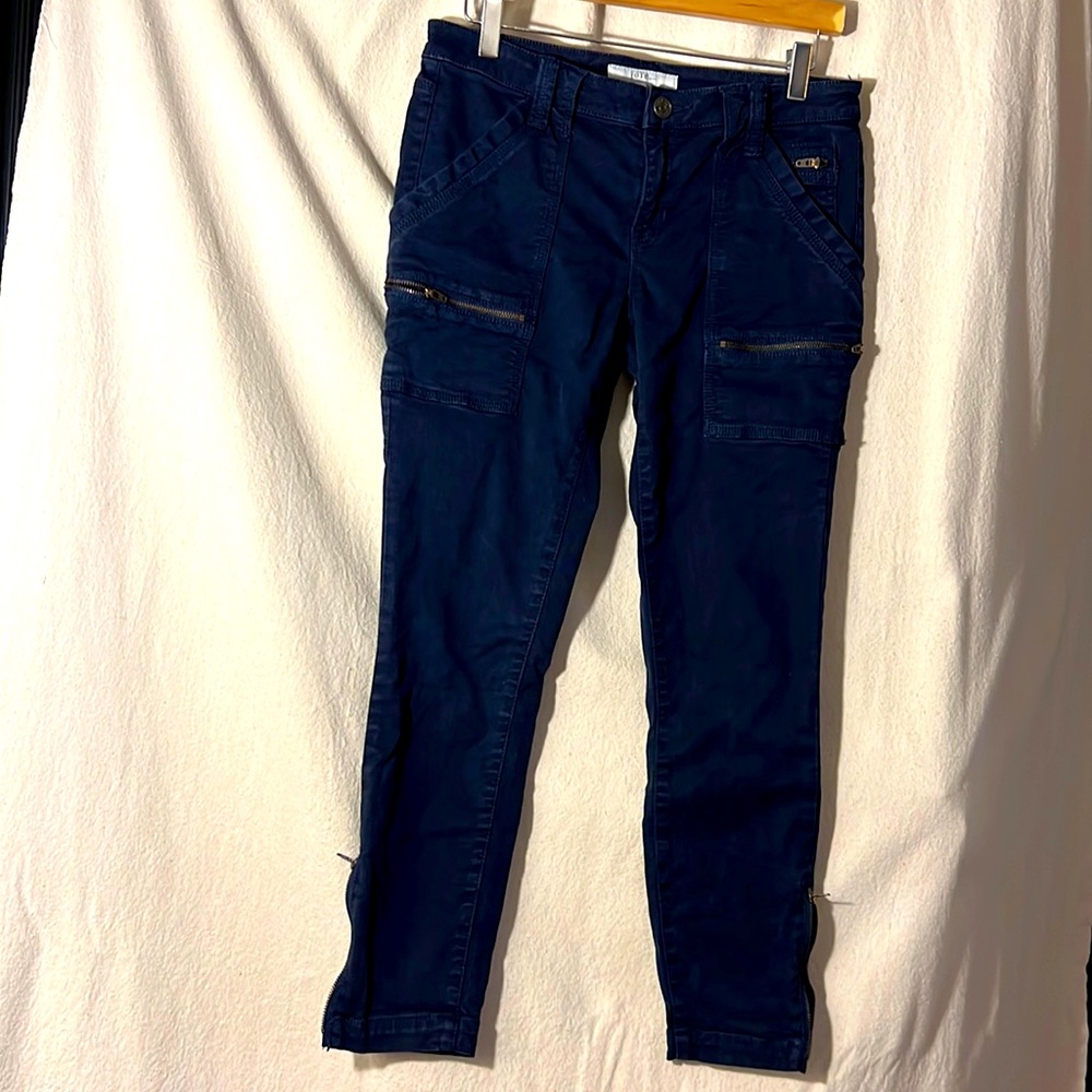 Joie navy Park  cotton pants with ankle zips